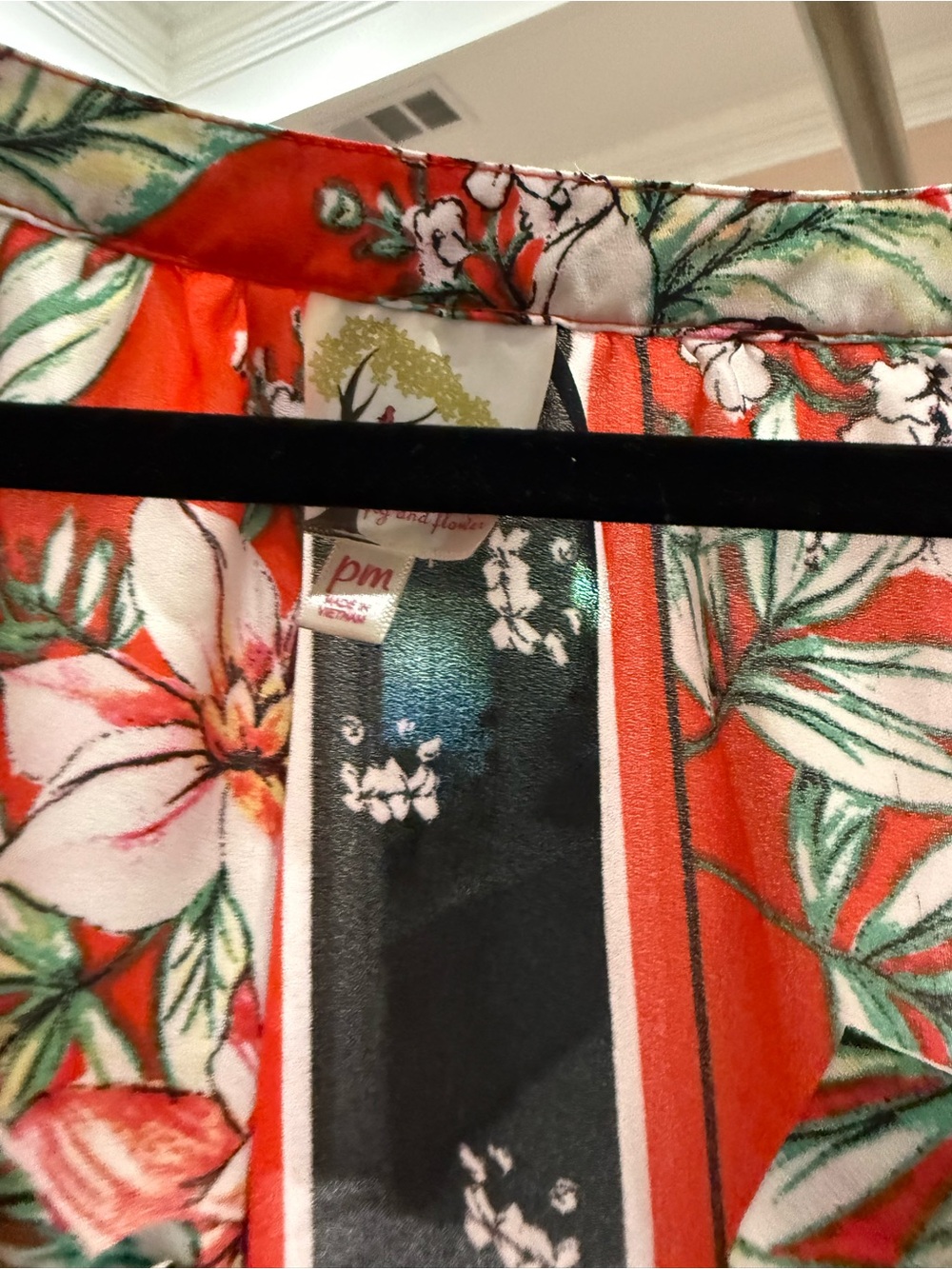 fig and flower Coral Floral Stripe woman’s blouse